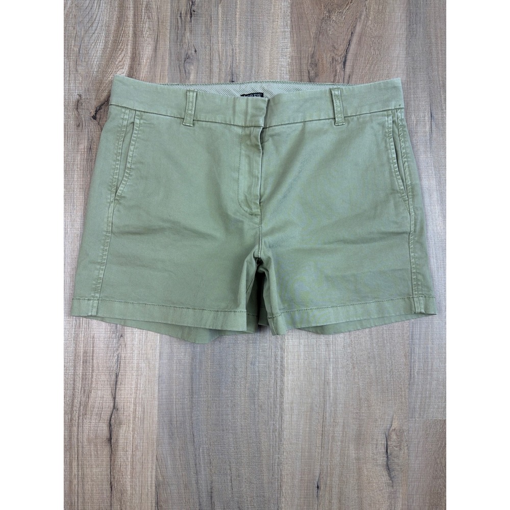 J.Crew Womens Chino Shorts Olive Green Cotton Stretch H5806 Size 10 NWT